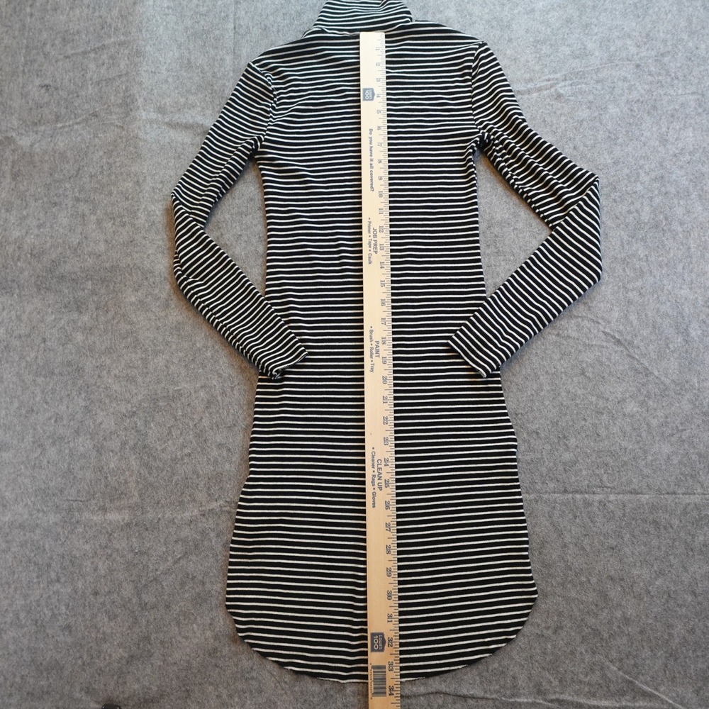 Sanctuary Dress Women Small Black Striped Mock Neck Ribbed Knit Long Sleeve Mini - Picture 5 of 8